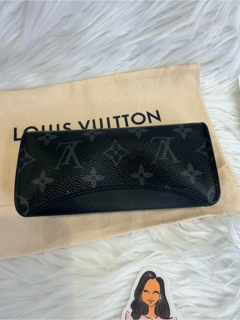 Louis Vuitton Black Eclipse Monogram  “Woody” SUNGLASS case